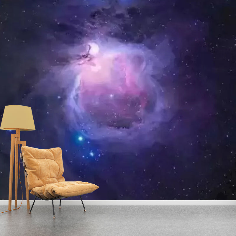 Full Size Planet Mural Wallpaper in Purple Non-Woven Fabric Wall Art for Home Decor, Custom-Made Clearhalo 'Wall Decor' 'Wall Mural' 1048901