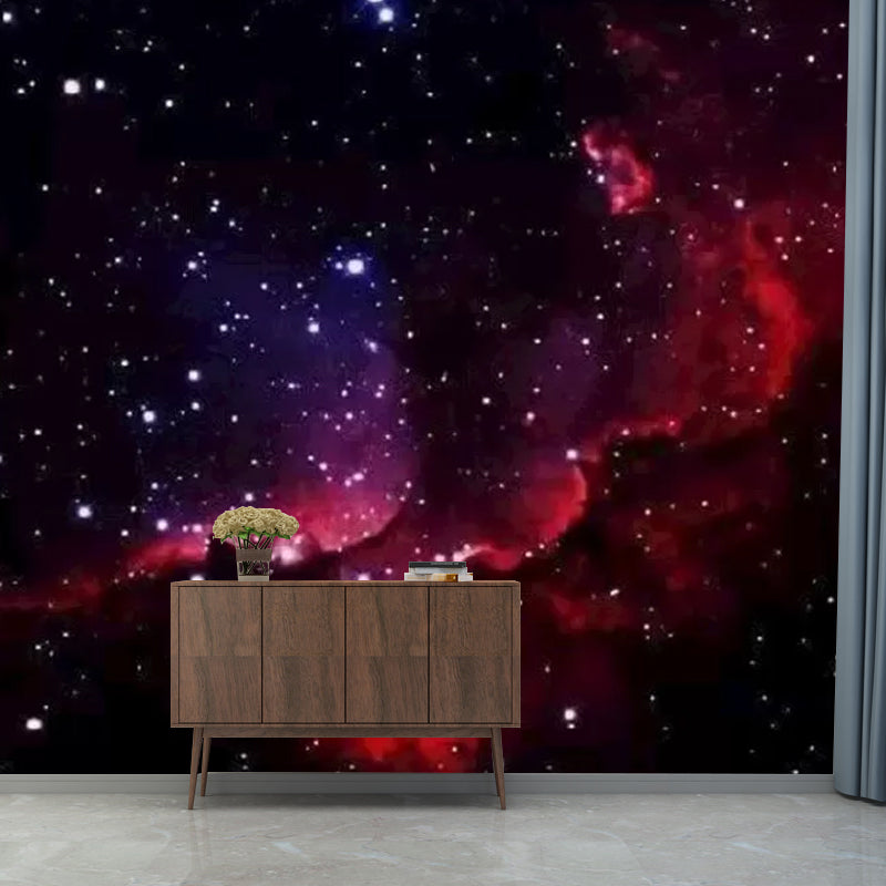 Black and Red Nebula Mural Wallpaper Stain-Resistant Wall Art for Bedroom Decoration Clearhalo 'Wall Decor' 'Wall Mural' 1048914