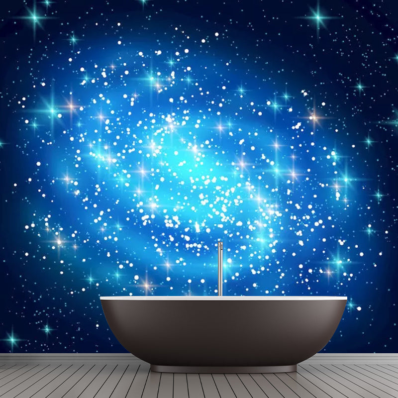 Whole Nebula Wall Mural for Accent Wall Stars Wall Art in Blue, Moisture-Resistant Blue Clearhalo 'Wall Decor' 'Wall Mural' 1048957