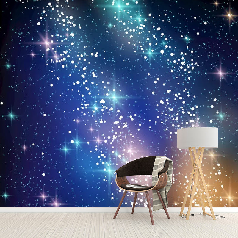 Custom Photo Nebula Wall Mural for Home Decoration in Blue and Yellow, Custom Size Available Yellow-Blue Clearhalo 'Wall Decor' 'Wall Mural' 1048971