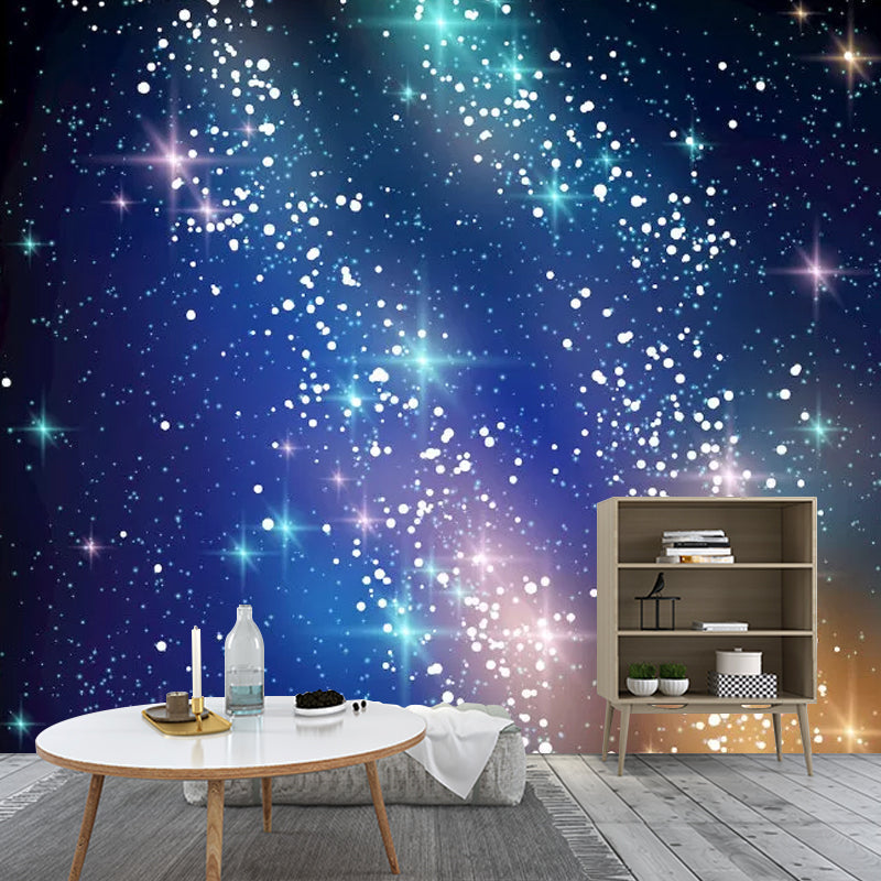 Custom Photo Nebula Wall Mural for Home Decoration in Blue and Yellow, Custom Size Available Clearhalo 'Wall Decor' 'Wall Mural' 1048973