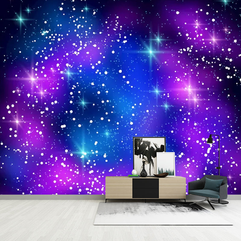 Waterproof Galaxy Wall Mural Decal Non-Woven Fabric Simple Wall Covering for Ceiling Blue-Purple Clearhalo 'Wall Decor' 'Wall Mural' 1048976