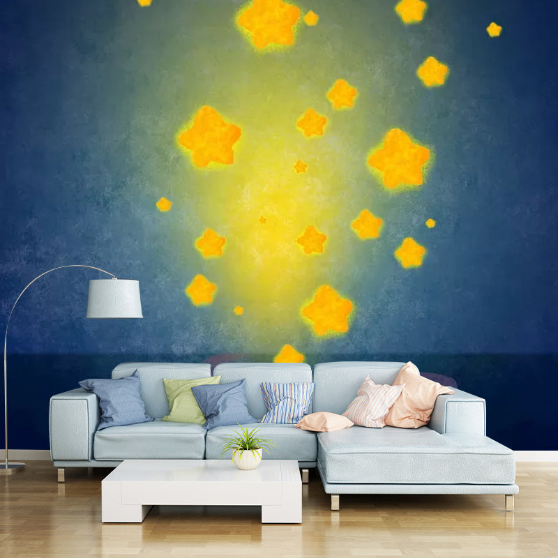 Illustration Stars and River Mural Extra Large Wall Art for Children, Personalized Size Available Clearhalo 'Wall Decor' 'Wall Mural' 1049008