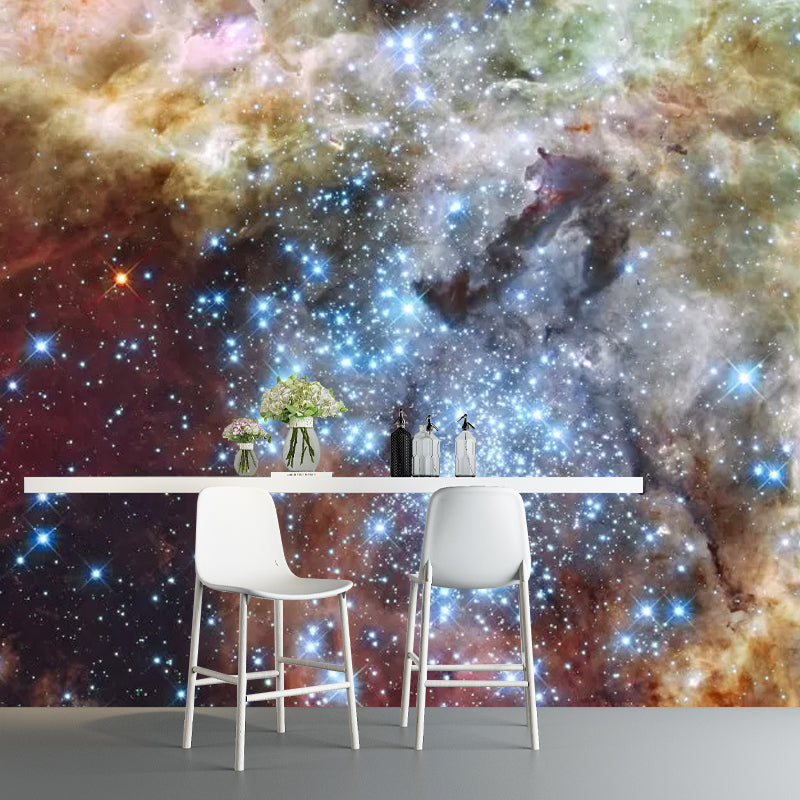 Cool Nebula Wall Mural Decal for Accent Wall, Brown, Personalized Size Available Brown Clearhalo 'Wall Decor' 'Wall Mural' 1049036