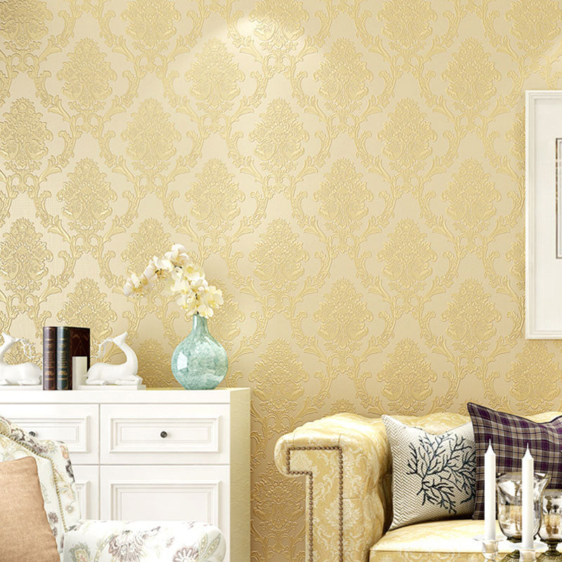 Classic Damask Design Wallpaper Guest Room Decorative Self-Adhesive Wall Covering, 20.5