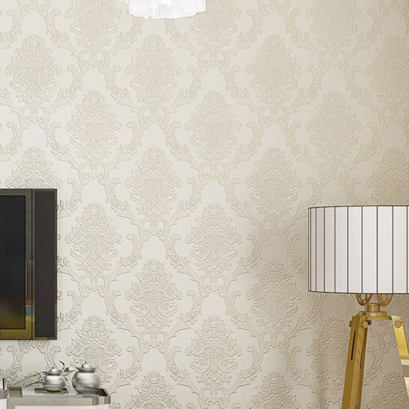 Classic Damask Design Wallpaper Guest Room Decorative Self-Adhesive Wall Covering, 20.5