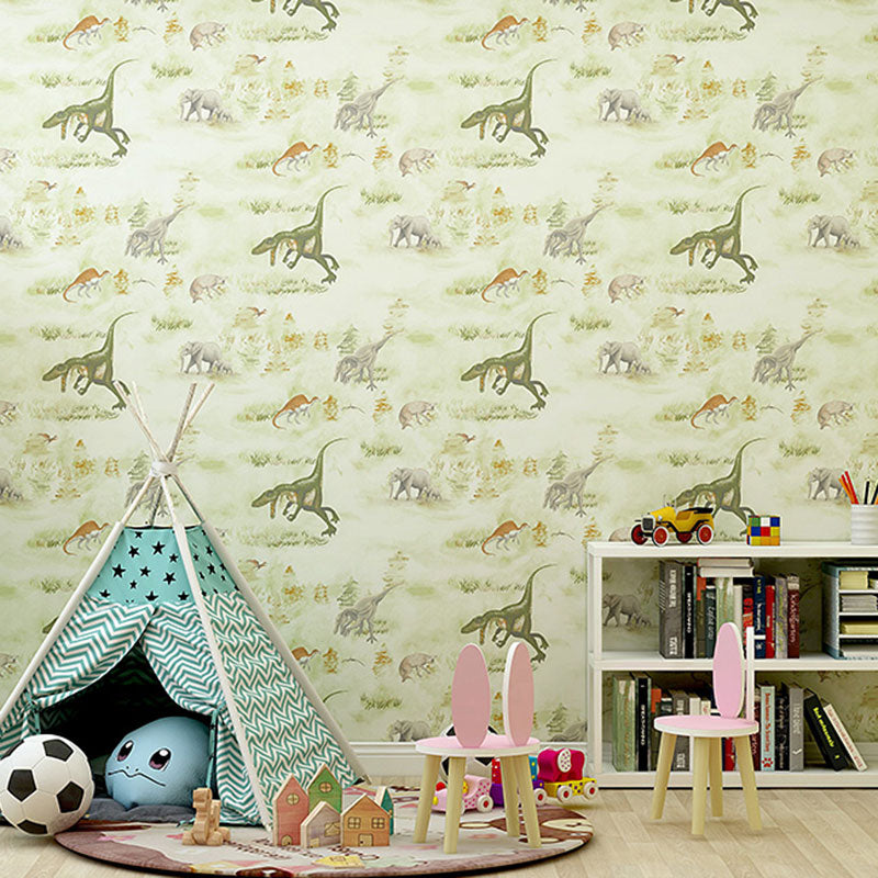 Neutral Color Dinosaur Wall Decor Moisture-Resistant Wallpaper Roll for Kid's Bedroom Clearhalo 'Wall Decor' 'Wallpaper' 1049332