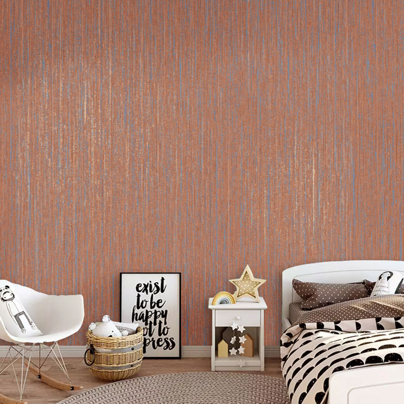 Moisture-Resistant Linen Pattern Wallpaper for Living Room Decoration in Orange, 20.5