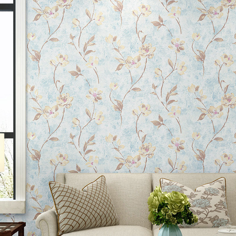 Dense Flower Design Wallpaper for Living Room Countryside Wall Covering, 20.5