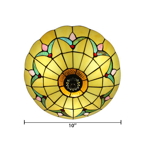 Yellow Ceiling Light, Flushmount Lighting with Art Glass Bowl Shade for Bedroom Tiffany Style Clearhalo 'Ceiling Lights' 'Close To Ceiling Lights' 'Close to ceiling' 'Flush mount' Lighting' 105719