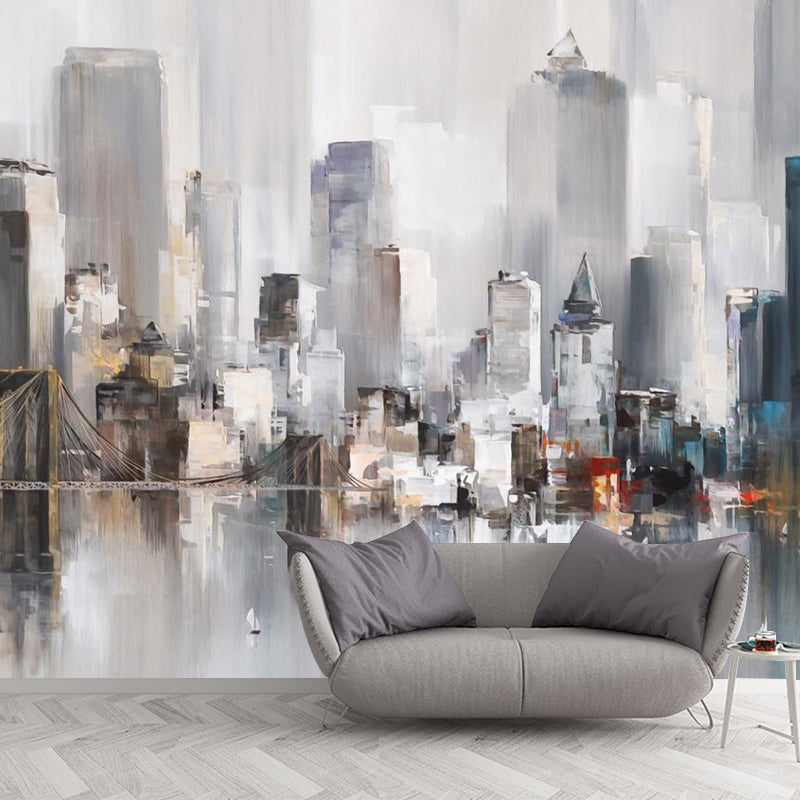 Moisture-Resistant Metropolis Wall Mural Decal Extra Large Simple Wall Covering for Meeting Room Decoration Clearhalo 'Wall Decor' 'Wall Mural' 1061223