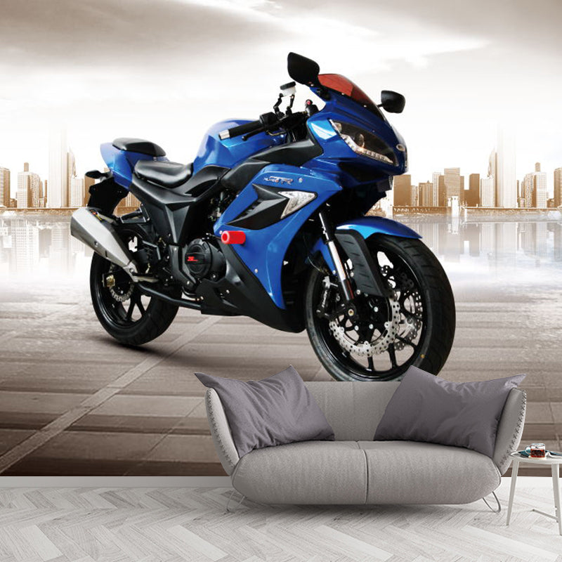 Stain-Resistant Motorcycle Mural Wallpaper Non-Woven Fabric Wall Art for Fitness Club Decoration Clearhalo 'Wall Decor' 'Wall Mural' 1061243