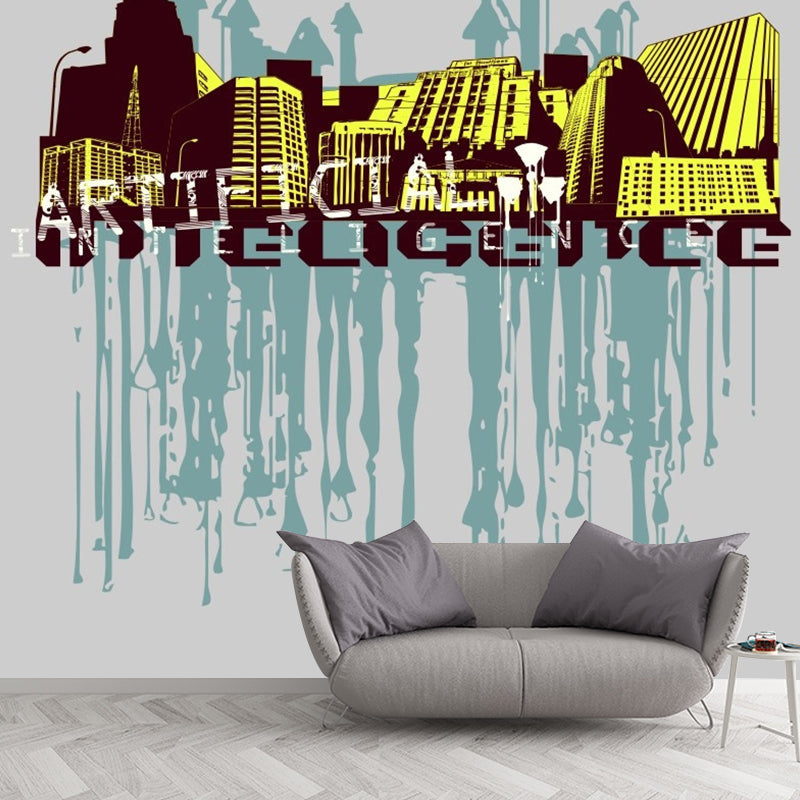 Original Graffiti Wall Mural Decal for Coffee Shop Decor Retro Wall Art, Made to Measure Clearhalo 'Wall Decor' 'Wall Mural' 1061262