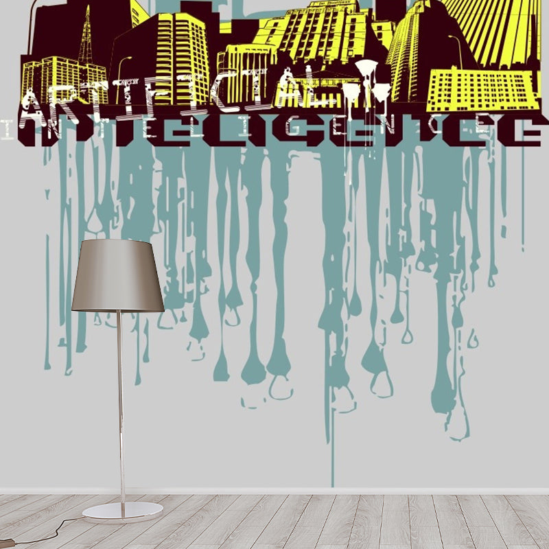 Original Graffiti Wall Mural Decal for Coffee Shop Decor Retro Wall Art, Made to Measure Clearhalo 'Wall Decor' 'Wall Mural' 1061263