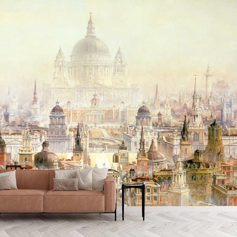 Moisture-Resistant Dome Buildings Mural Wallpaper Vintage Wall Art for Guest Room Decoration Clearhalo 'Wall Decor' 'Wall Mural' 1061433