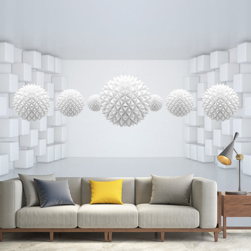 Photography 3D Visual Space Mural Wallpaper for Meeting Room Decoration in White, Made to Measure White Clearhalo 'Wall Decor' 'Wall Mural' 1061462