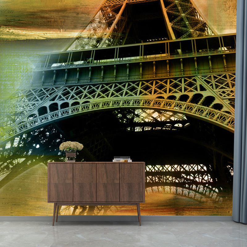 Nostalgic Eiffel Tower Mural Wallpaper in Brown Living Room Decorative Wall Art, Custom-Made Brown Clearhalo 'Wall Decor' 'Wall Mural' 1061572