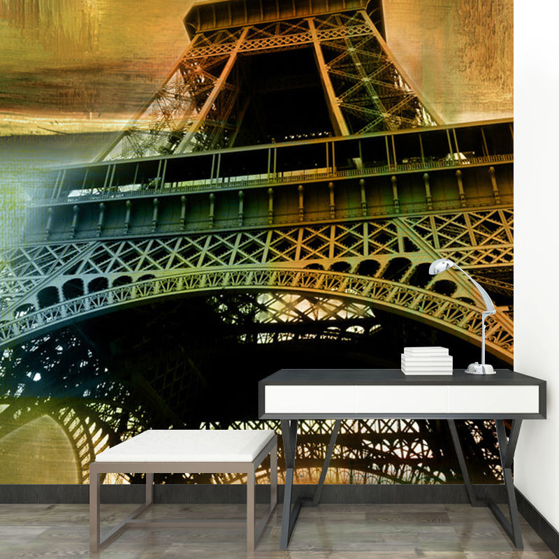 Nostalgic Eiffel Tower Mural Wallpaper in Brown Living Room Decorative Wall Art, Custom-Made Clearhalo 'Wall Decor' 'Wall Mural' 1061573