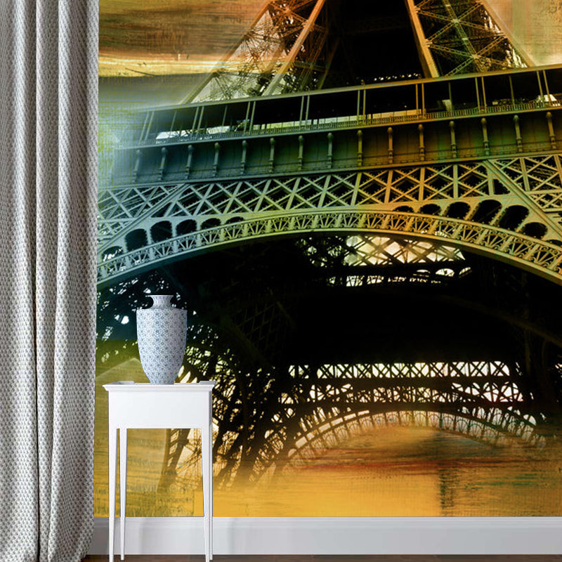 Nostalgic Eiffel Tower Mural Wallpaper in Brown Living Room Decorative Wall Art, Custom-Made Clearhalo 'Wall Decor' 'Wall Mural' 1061574