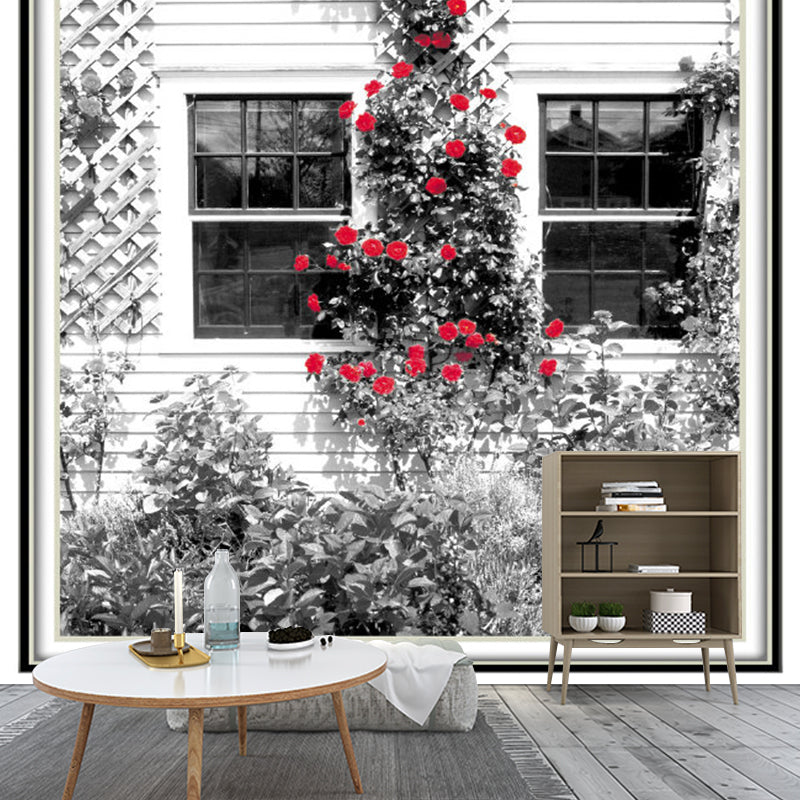 Stain-Resistant Blossoming Window Wall Art Non-Woven Fabric Wall Mural Decal for Home Decor Clearhalo 'Wall Decor' 'Wall Mural' 1061626