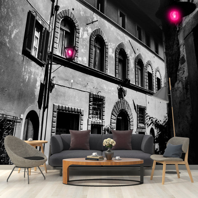 Water-Resistant Bar Wall Covering Customized Size Wall Mural Decal for Coffee Shop Decor Black-Gray Clearhalo 'Wall Decor' 'Wall Mural' 1061640
