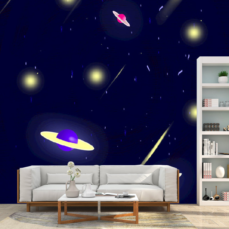 Illustration Outer Space Mural Wallpaper Extra Large Wall Art for Children's Bedroom, Custom-Printed Clearhalo 'Wall Decor' 'Wall Mural' 1061702