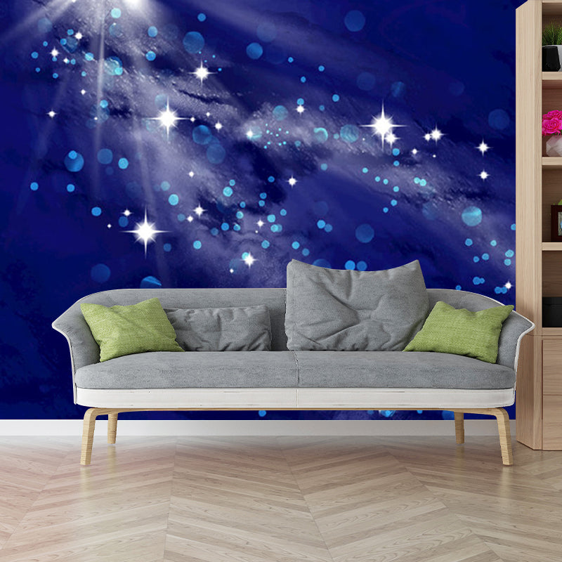 Whole Outer Space Mural Wallpaper for Children's Bedroom Nebula Wall Decor in Blue and Purple, Water-Resistant Blue-Purple Clearhalo 'Wall Decor' 'Wall Mural' 1061730