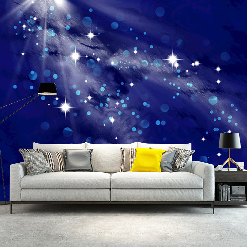 Whole Outer Space Mural Wallpaper for Children's Bedroom Nebula Wall Decor in Blue and Purple, Water-Resistant Clearhalo 'Wall Decor' 'Wall Mural' 1061731