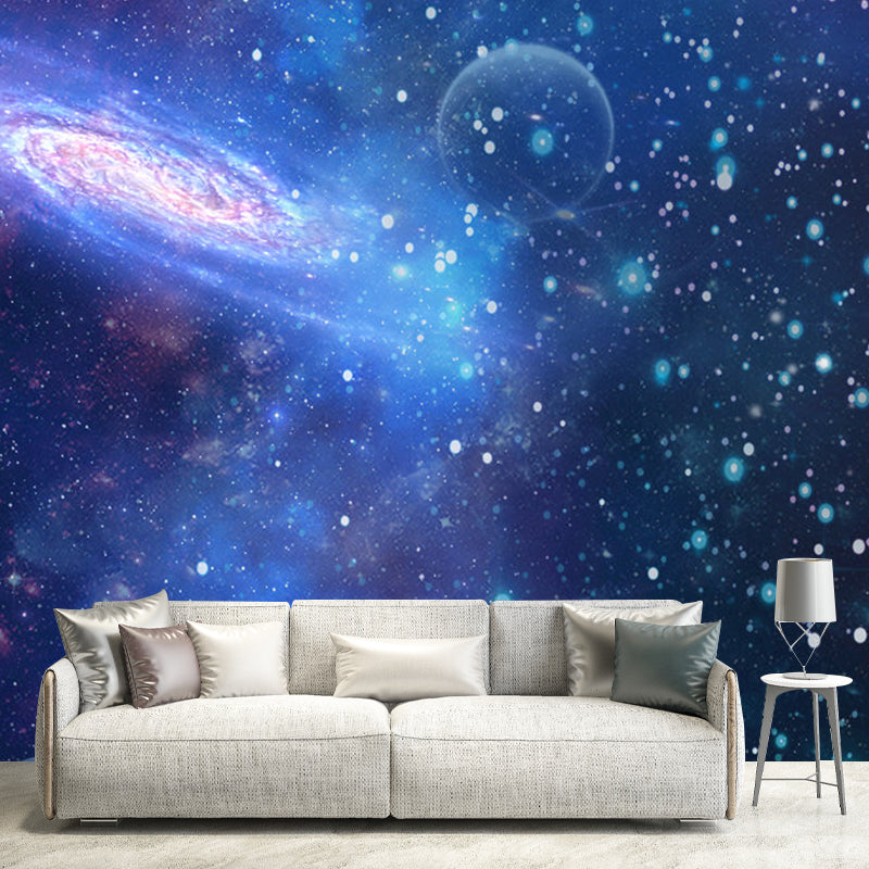 Custom Photography Simplicity Wall Mural for Accent Wall with Nebula Design in Blue and Purple Clearhalo 'Wall Decor' 'Wall Mural' 1061736