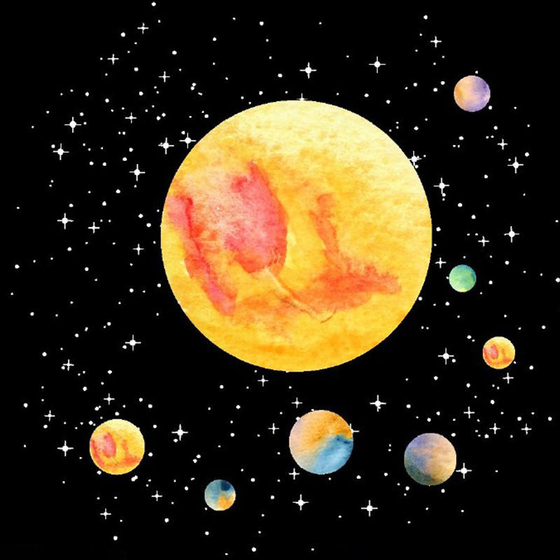 Enormous Photo Deep Space Mural Wallpaper for Bedroom Decoration in Orange and Yellow, Made to Measure Clearhalo 'Wall Decor' 'Wall Mural' 1061743