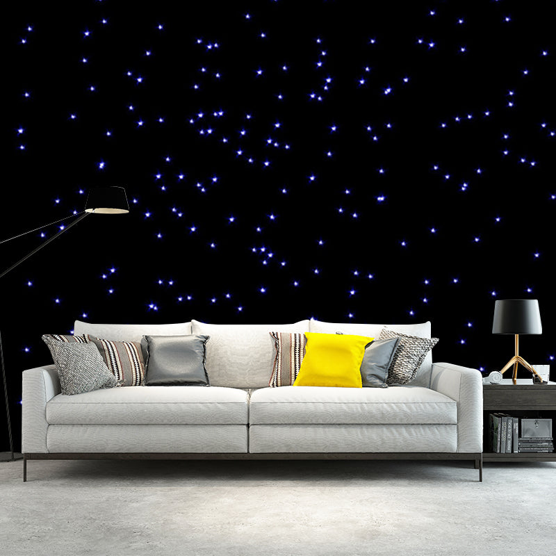 Full Size Nordic Wall Mural in Black Starry Sky Wall Covering, Personalized Size Available Clearhalo 'Wall Decor' 'Wall Mural' 1061751