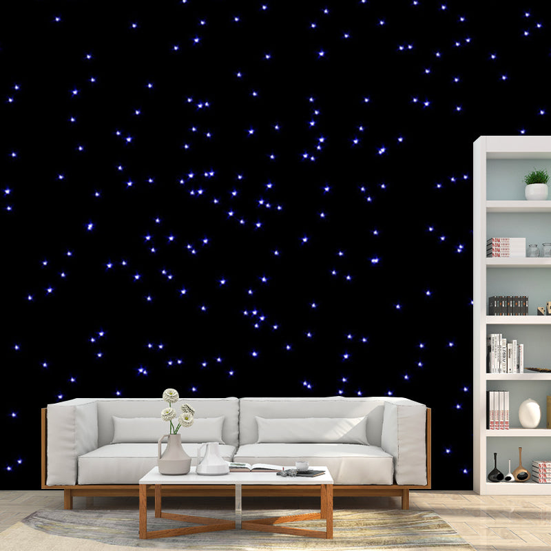 Full Size Nordic Wall Mural in Black Starry Sky Wall Covering, Personalized Size Available Clearhalo 'Wall Decor' 'Wall Mural' 1061752