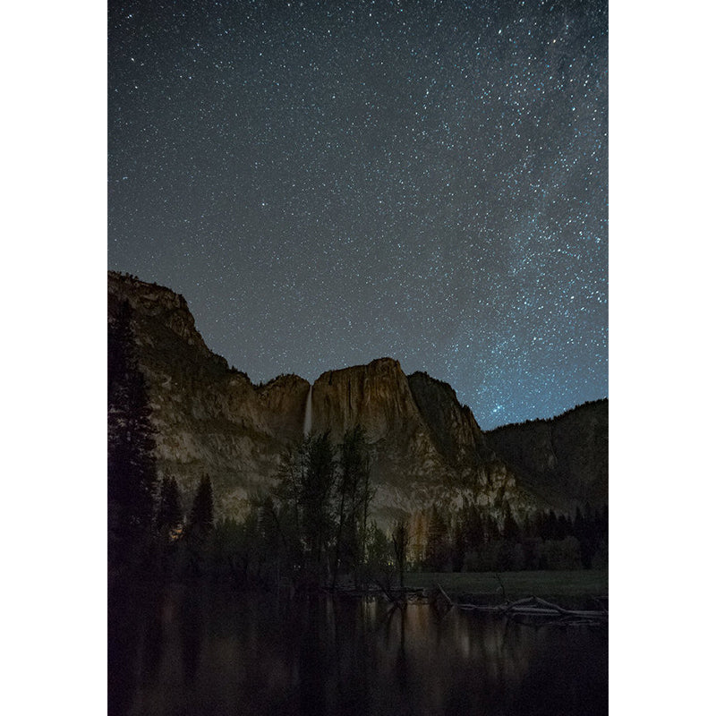 Modern Mountain and Stars Mural for Home Decoration, Custom-Printed Wall Art in Blue and Brown Clearhalo 'Wall Decor' 'Wall Mural' 1061803