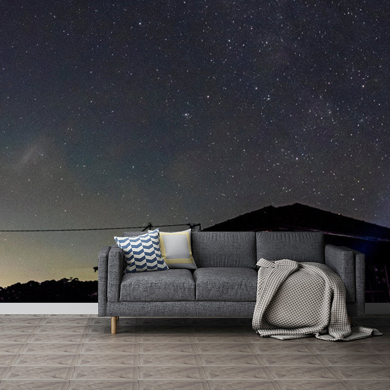 Full Nordic Starry Sky Mural Wallpaper in Grey House Wall Covering, Custom Size Available Grey Clearhalo 'Wall Decor' 'Wall Mural' 1061825