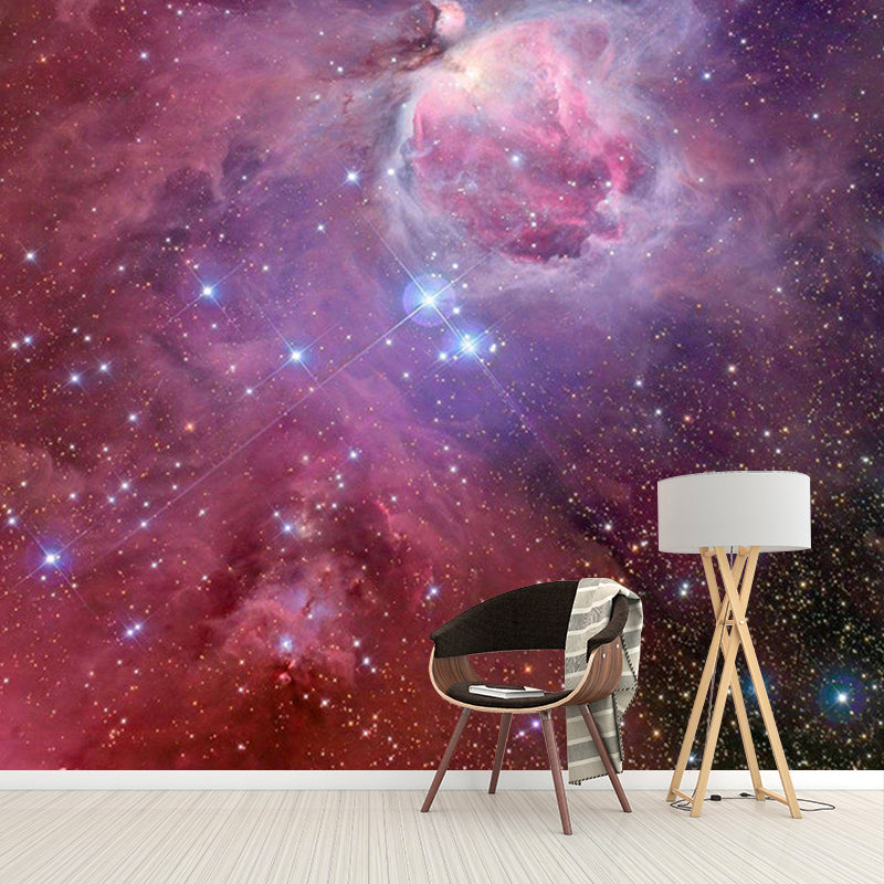 Luminous Nebula Wall Covering Personalized Size Simplicity Wall Mural for Bedroom Decor Red Clearhalo 'Wall Decor' 'Wall Mural' 1061840