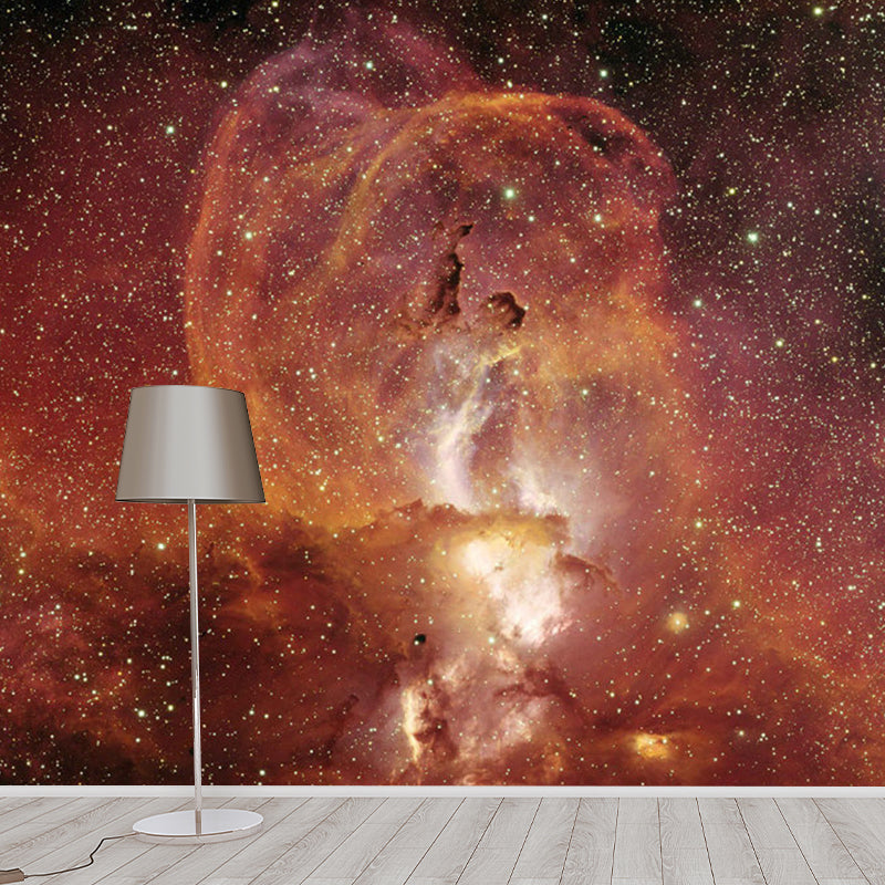 Orange Starry Sky Wall Covering Stain-Resistant Mural Wallpaper for Home Decoration Orange Clearhalo 'Wall Decor' 'Wall Mural' 1061865