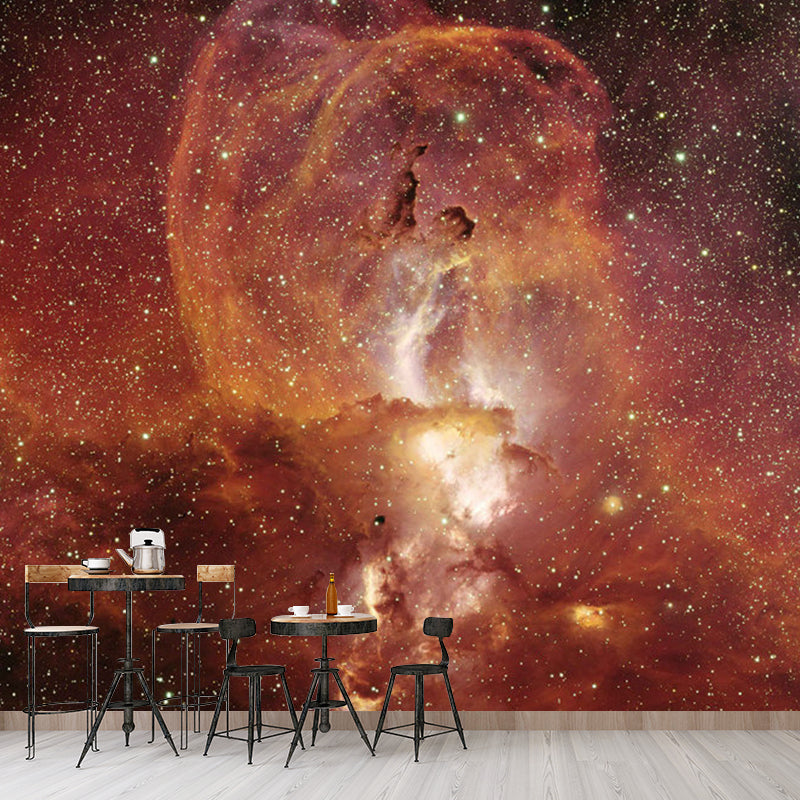 Orange Starry Sky Wall Covering Stain-Resistant Mural Wallpaper for Home Decoration Clearhalo 'Wall Decor' 'Wall Mural' 1061866