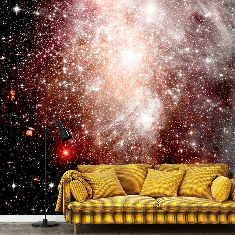 Simple Nebula Wall Mural Decal for Ceiling Decoration, Custom-Printed Wall Art in Red and White Clearhalo 'Wall Decor' 'Wall Mural' 1061876