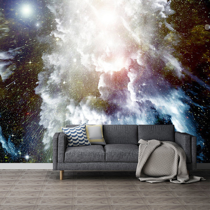 Enormous Galaxy Wall Art for Living Room Decor Stars Wall Mural in White and Yellow, Moisture-Resistant Yellow-White Clearhalo 'Wall Decor' 'Wall Mural' 1061880