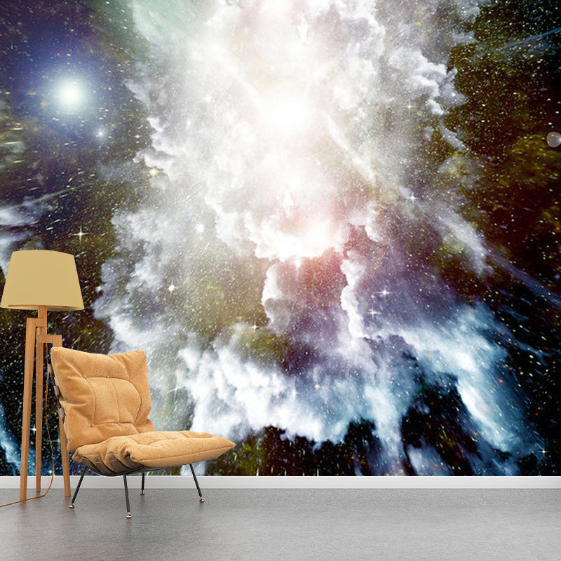 Enormous Galaxy Wall Art for Living Room Decor Stars Wall Mural in White and Yellow, Moisture-Resistant Clearhalo 'Wall Decor' 'Wall Mural' 1061881