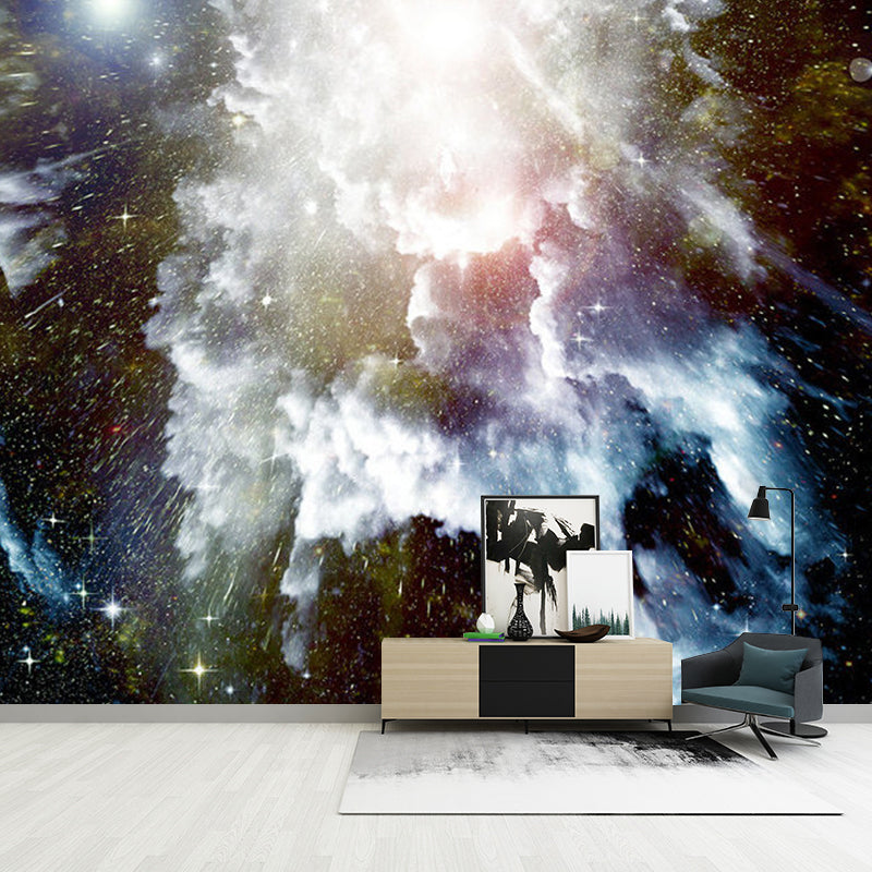 Enormous Galaxy Wall Art for Living Room Decor Stars Wall Mural in White and Yellow, Moisture-Resistant Clearhalo 'Wall Decor' 'Wall Mural' 1061882