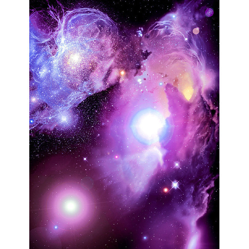 Custom Photo Style Nordic Mural Wallpaper for Ceiling Decoration with Nebula Design in Purple Clearhalo 'Wall Decor' 'Wall Mural' 1061888