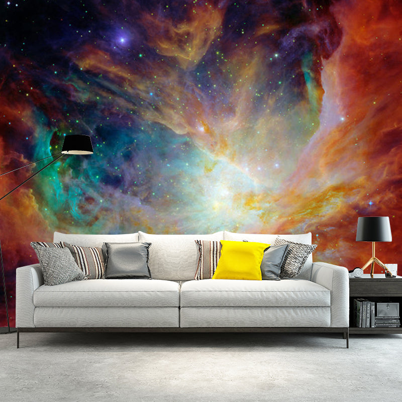 Photography Luminous Galaxy Mural Wallpaper for Bedroom Decoration in Orange, Made to Measure Clearhalo 'Wall Decor' 'Wall Mural' 1061891