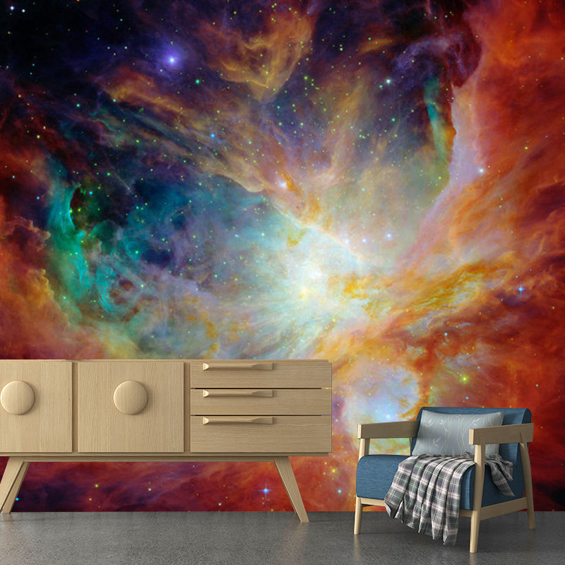 Photography Luminous Galaxy Mural Wallpaper for Bedroom Decoration in Orange, Made to Measure Clearhalo 'Wall Decor' 'Wall Mural' 1061892