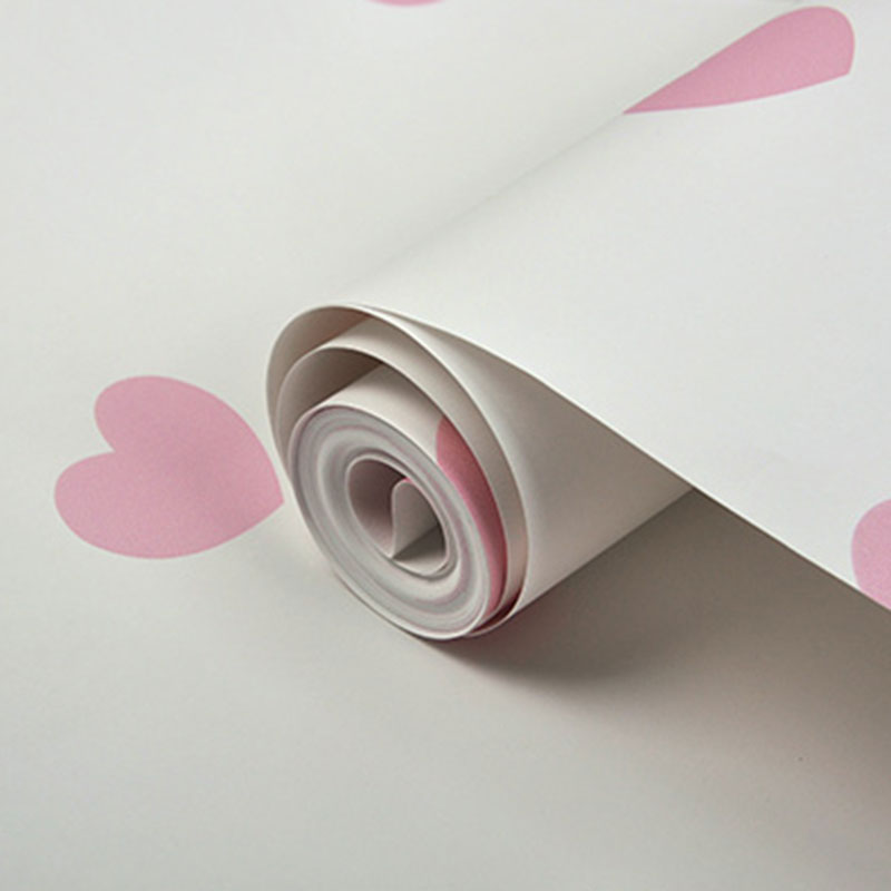 Loving Hearts Wallpaper Roll for Kids Bedroom in Neutral Color, Non-Woven, 20.5