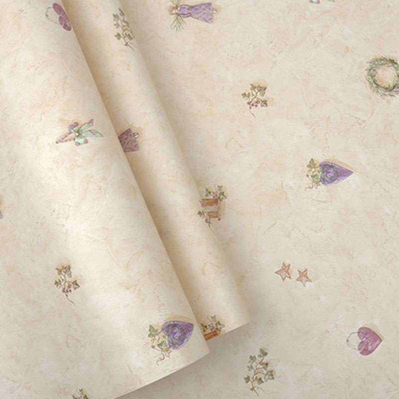 Contemporary Wallpaper Roll in Soft Color Cartoon Star and Heart Wall Decor, 33 ft. x 20.5 in Clearhalo 'Wall Decor' 'Wallpaper' 1062130