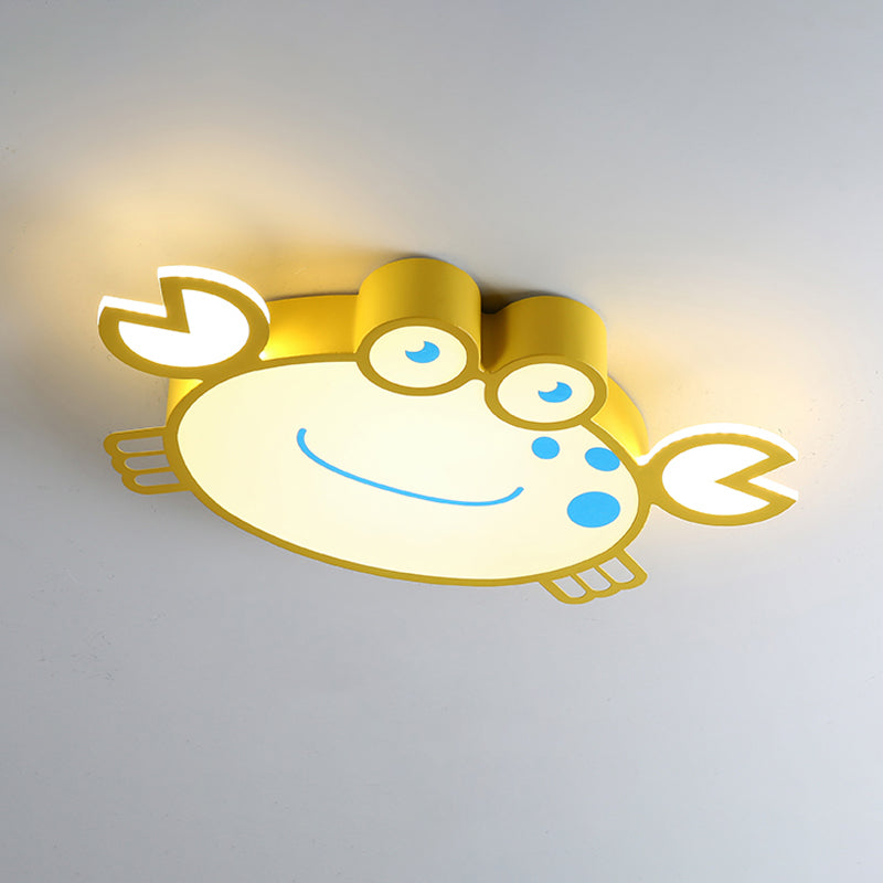 Yellow Finish Crab Shape Flush Mounted Light Cartoon LED Acrylic Flush Ceiling Lamp Fixture Clearhalo 'Ceiling Lights' 'Close To Ceiling Lights' 'Close to ceiling' 'Flush mount' Lighting' 1062383