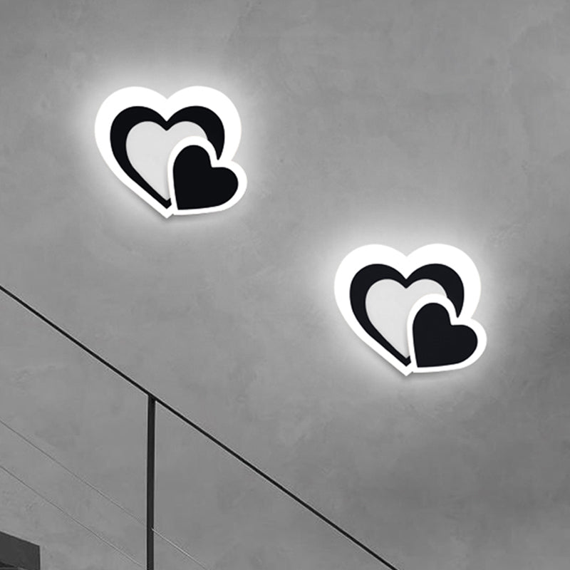 Loving Heart Sconce Lighting Nordic Acrylic LED Black Wall Mounted Lamp Fixture for Living Room Black Clearhalo 'Wall Lamps & Sconces' 'Wall Lights' Lighting' 1062510