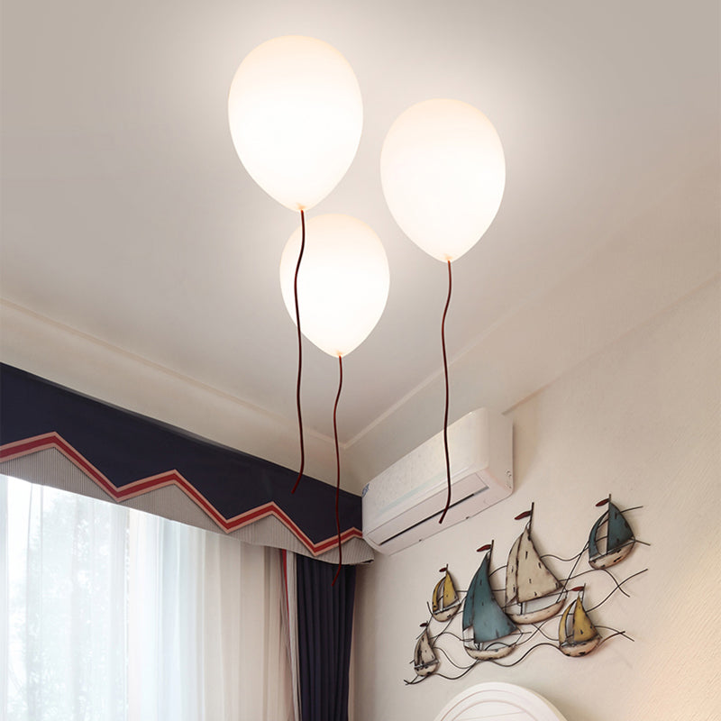 White Balloon Shade Flush Mount Light Contemporary 8