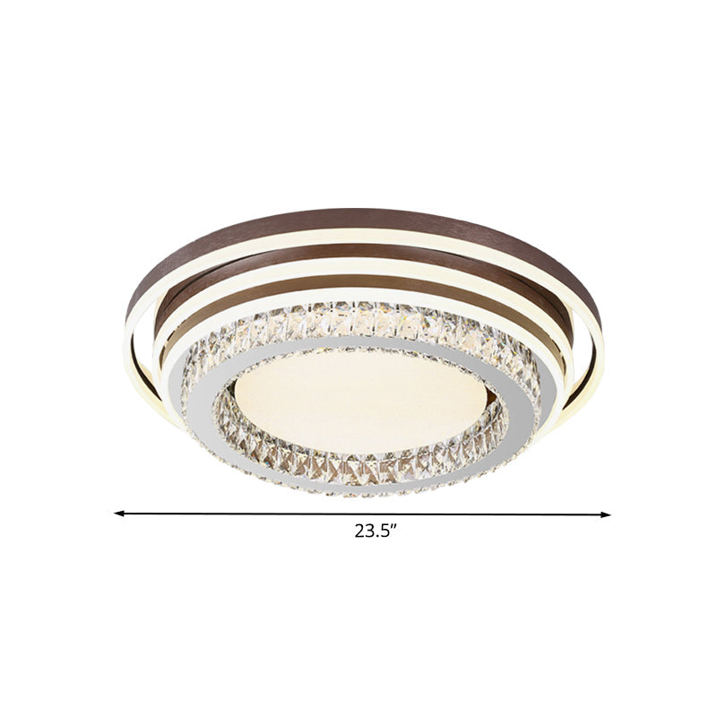 Tiered Round Flushmount Lamp Modernism Crystal LED Brown Flush Mounted Light for Bedroom Clearhalo 'Ceiling Lights' 'Close To Ceiling Lights' 'Close to ceiling' 'Flush mount' Lighting' 1062716